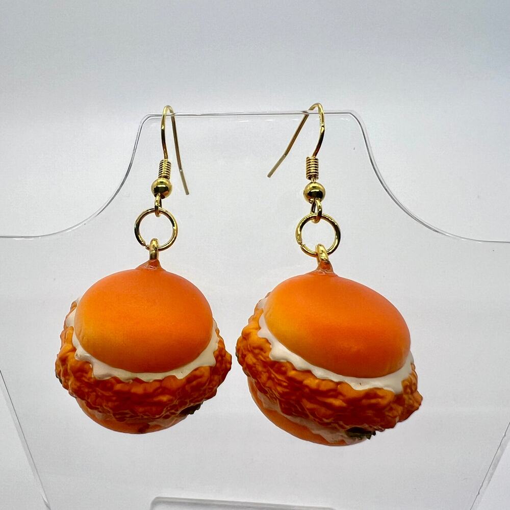 Chicken Sandwich Earrings - KFC Earrings - Food Earrings - Fried Chicken Earring - Picture 2 of 10